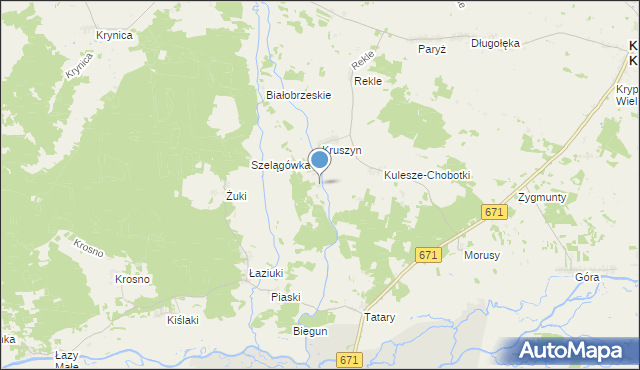 mapa Kolonia Kruszyn, Kolonia Kruszyn na mapie Targeo